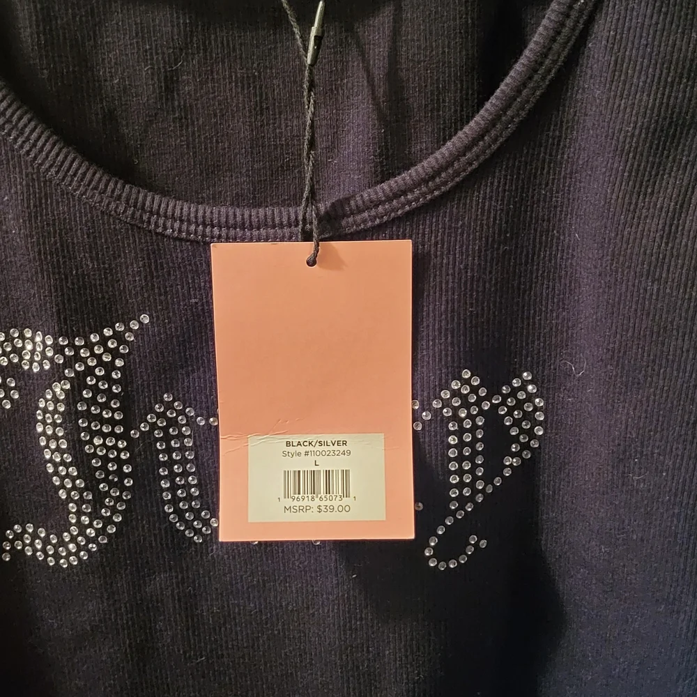 Juicy Couture Black Rhinestone 'Juicy' Scoop Tank - Picture 3 of 4